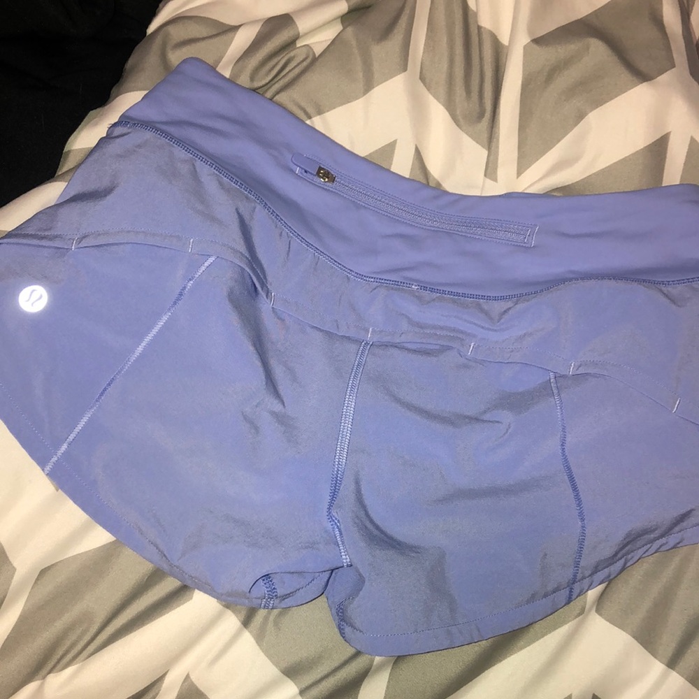 Lululemon speed up shorts 2.5 in hydraena blue.